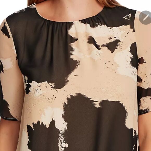 Vince Camuto Cow Print Chiffon Top - Picture 3 of 9